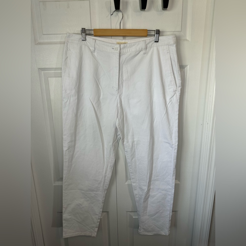 NWT Eileen Fisher White Organic Cotton Blend Tapered Ankle Pant Sz.16